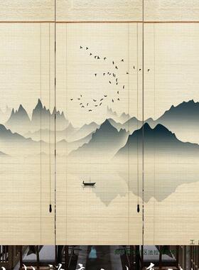 竹用帘日子窗帘卷帘F97M7S6J禅断意山水新中式复古遮光式茶室家隔