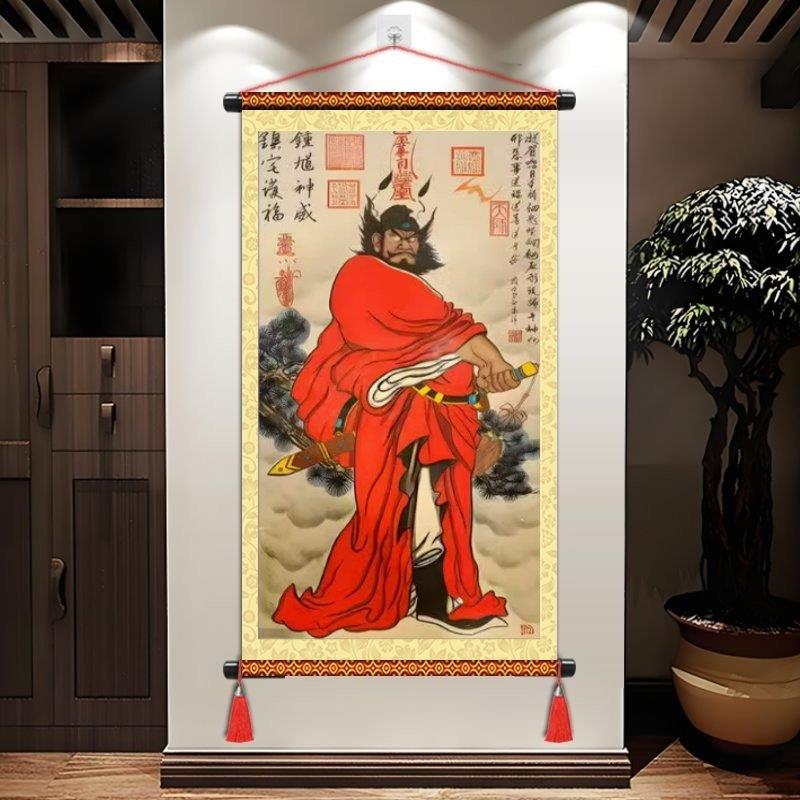 钟馗护子图天师钟 钟馗伏魔图玄关装饰画 画钟 钟魁画 画像客厅镇
