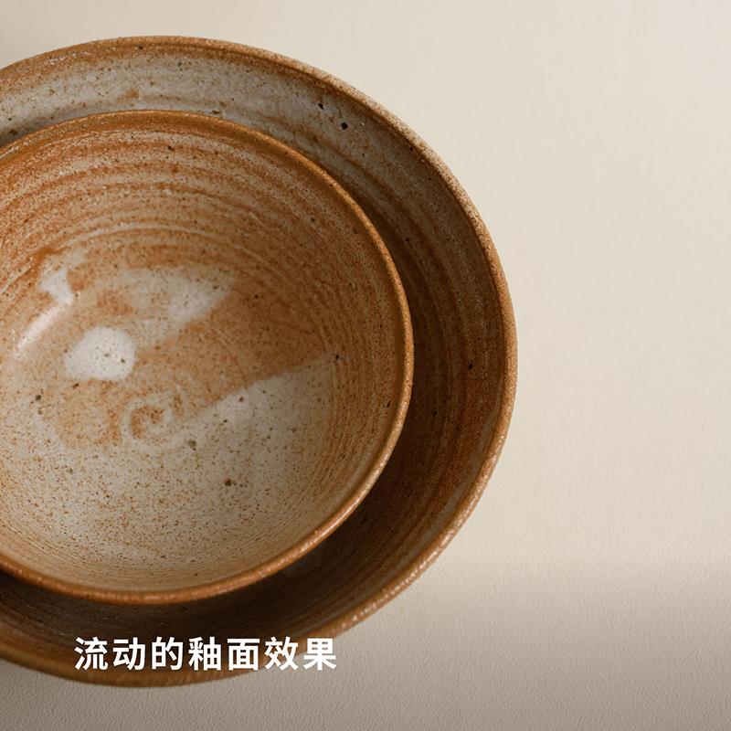×溪边大系地餐具套列组餐汤饭碗组合手盘工粗陶xbddxlcj瓷器