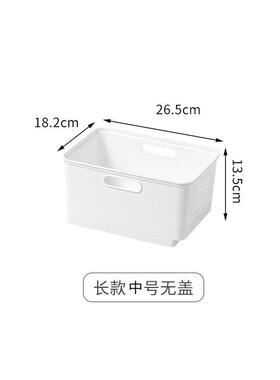 收纳箱家用收纳带盖带滚轮子储物盒塑料筐纯白色衣柜可叠加整理箱
