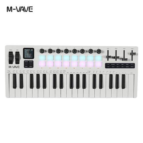 外贸新款热销 37键MIDI键盘合成器移动便携制作电音编曲可充电