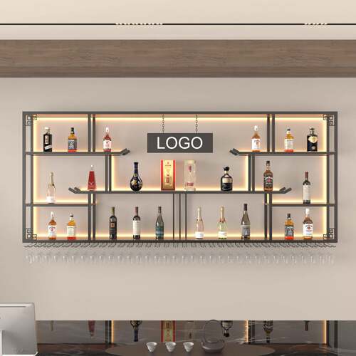 新中式吧台墙上酒架壁挂红酒柜商用店铺挂墙置物架酒吧悬挂展示架