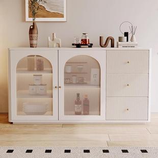 奶油风餐边法实木储物柜客厅一式 柜体靠墙玄关柜客厅厅收餐BGS纳