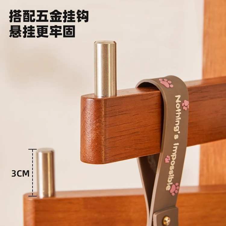 卧室衣帽架挂衣置物架壁挂简约墙上创意实木床边放衣玄关挂钩