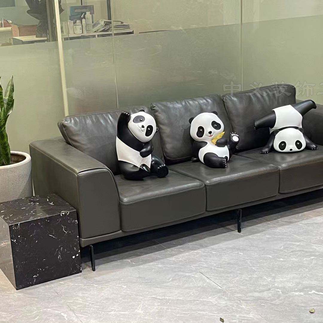 户外公园玻璃钢熊猫雕塑园林景观装饰卡通熊猫滚滚仿真动物摆件