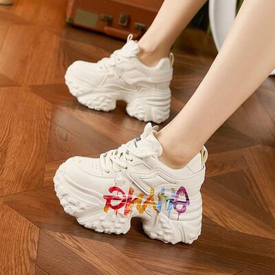 西瑞老爹鞋女2025春季新款时尚涂鸦厚底松糕鞋休闲 10cm内增高女
