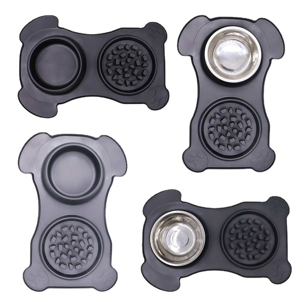 铂金级一体式自带吸盘宠物餐盘可折叠宠物餐垫可放不锈钢盆