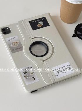 奶呼呼的白色ipad保护套 旋转/横屏/竖屏支架pro11/10.9/10.2寸/air5/10.5/9.7/mini6迷你45翻盖平板休眠10代