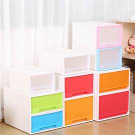 单层抽屉式收纳柜子塑料收纳箱，储物柜儿童衣柜多层宝，整理箱透明盒