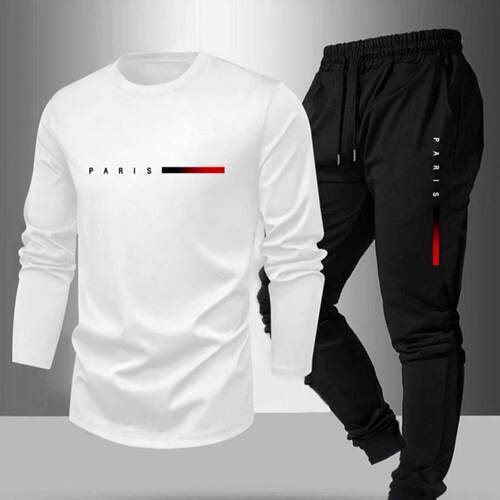 Men's casual set featuring a stylish printed long-sleeve