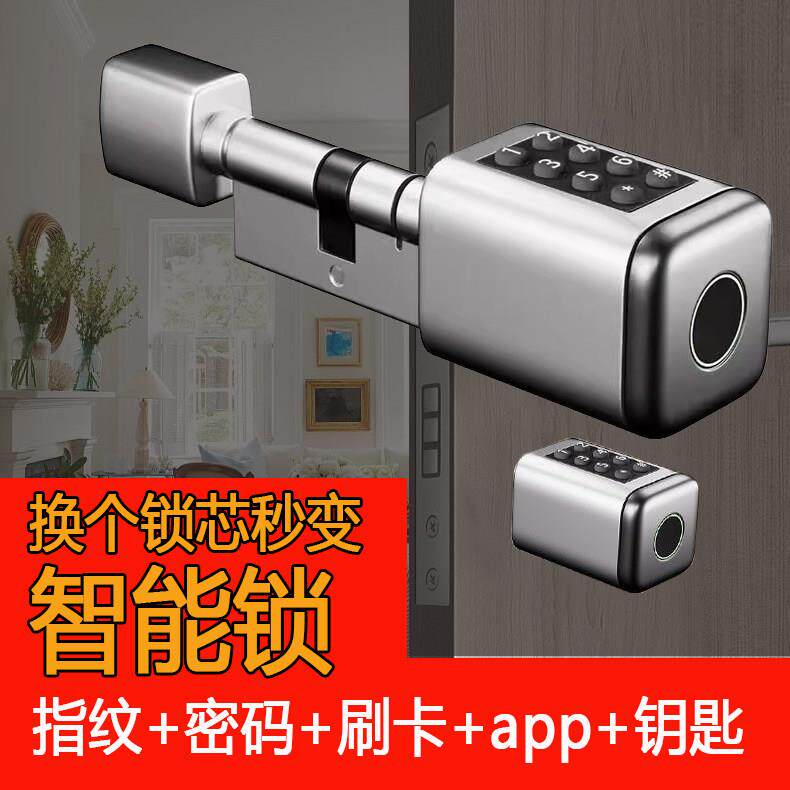 涂鸦智能锁芯蓝牙指纹锁刷卡锁密码断桥铝门锁心葫芦芯机械锁改装