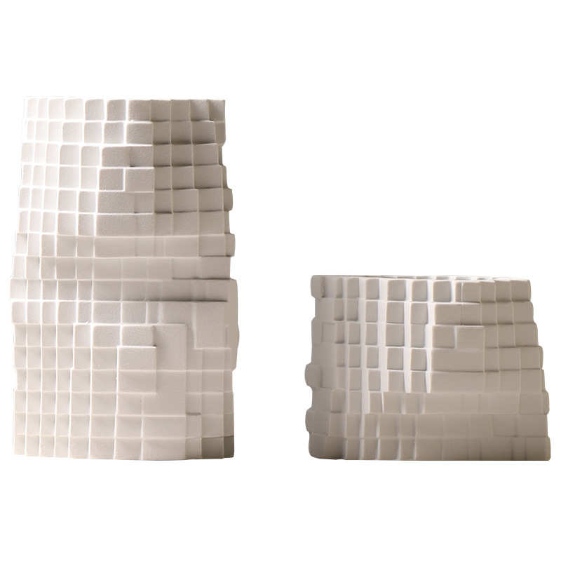 简约现代几何陶瓷花瓶白瓷宽口径水培装饰样板房插花艺术摆件