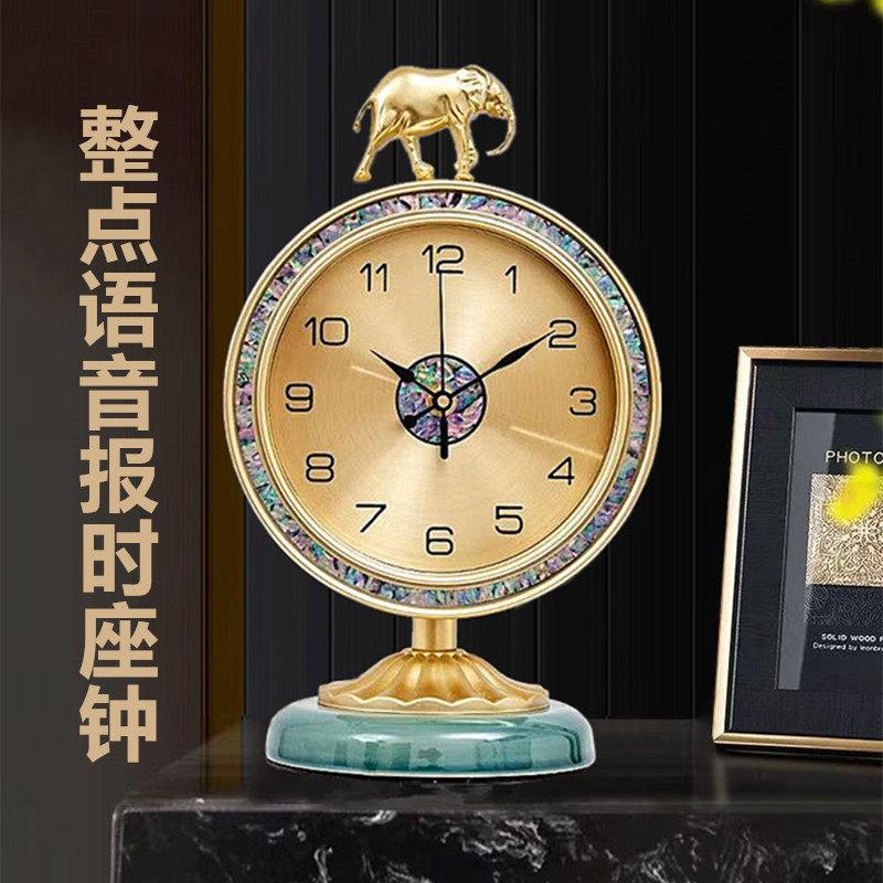 打点报时座钟台钟欧式覆古客厅静音时钟卧室老式摆钟桌面装饰摆件