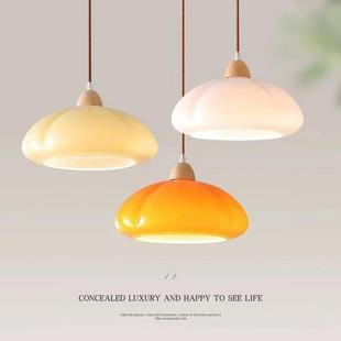 日式 复古南瓜吊灯中古原木奶油风vintage餐厅岛台阳台飘窗卧室灯