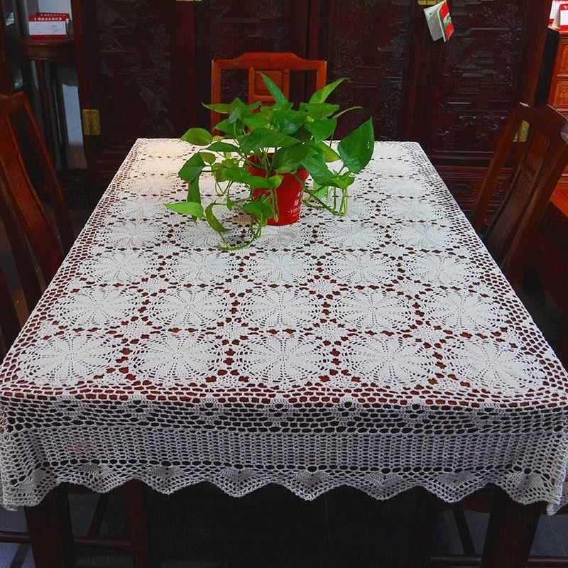 定制我爱我家纯手工钩织纯棉线蕾丝镂空桌布床盖茶几盖巾万能盖布