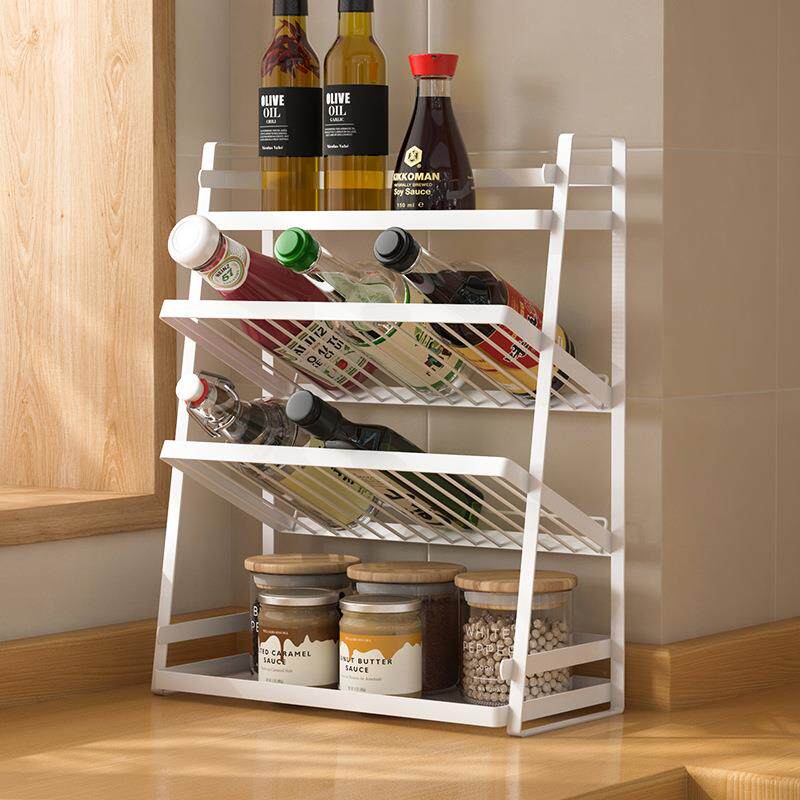 斜放式调料架置物架厨房家用调料盒收纳架酱油架台面多层放调味瓶