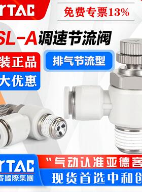 亚德客气动出气节流型调速阀流量节流阀PSL4/6/8/10/12-M5-01/02