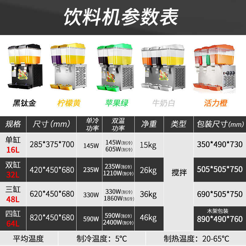 果汁饮料机商用多功能搅拌型自助餐现调冷饮机双缸三缸果汁机