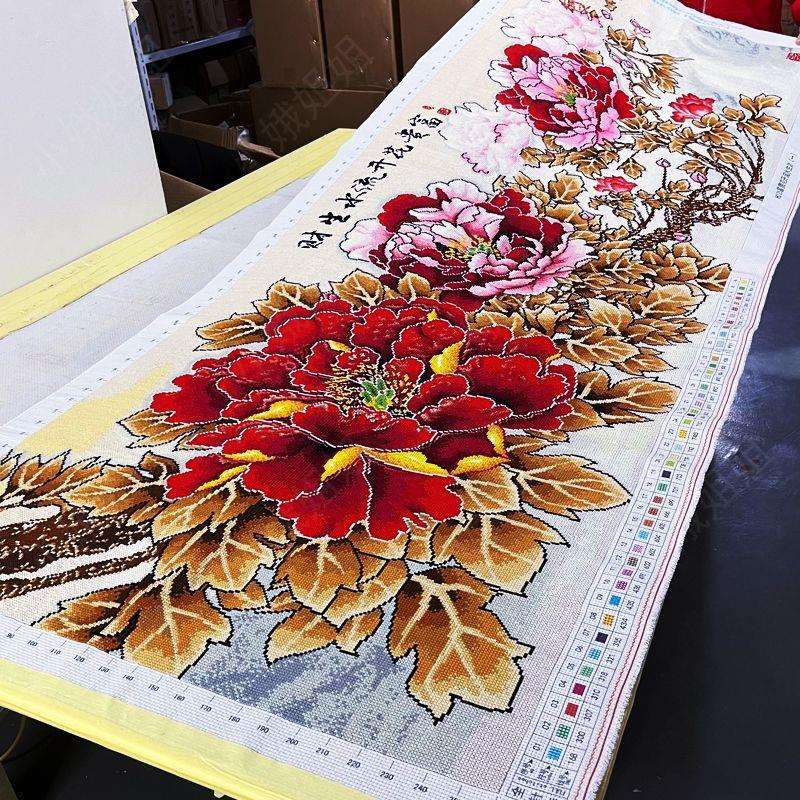 花开富贵十字绣成品不带框纯手工出售已绣好2025新款客厅高端牡丹