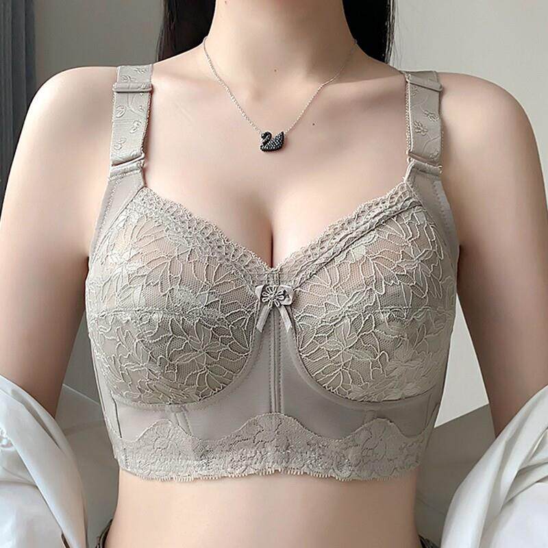 大胸显小文胸薄款内衣女全罩杯大码无钢圈聚拢收副乳防下垂胸罩夏