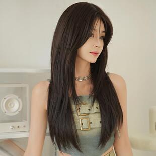 新款直销假发女长直发中分层次头套化纤仿真整顶全头套哑光高温丝