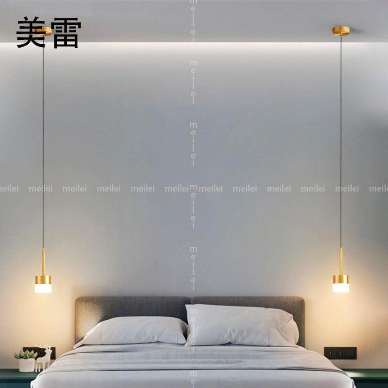 新款直销全铜极简长线小吊灯北欧轻奢卧室床头吊灯现代简约创意客