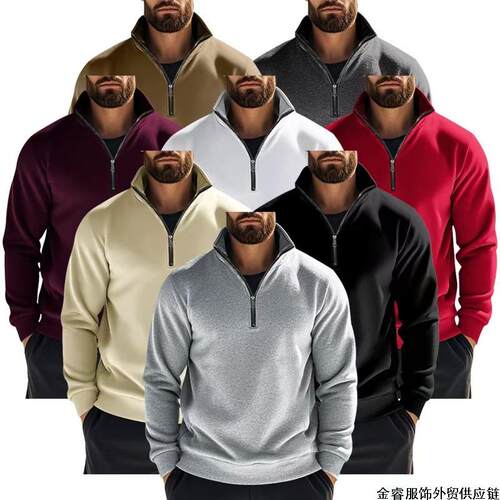 Men Zip Sweatshirt Casual Regular Sleeve Pullover Spring