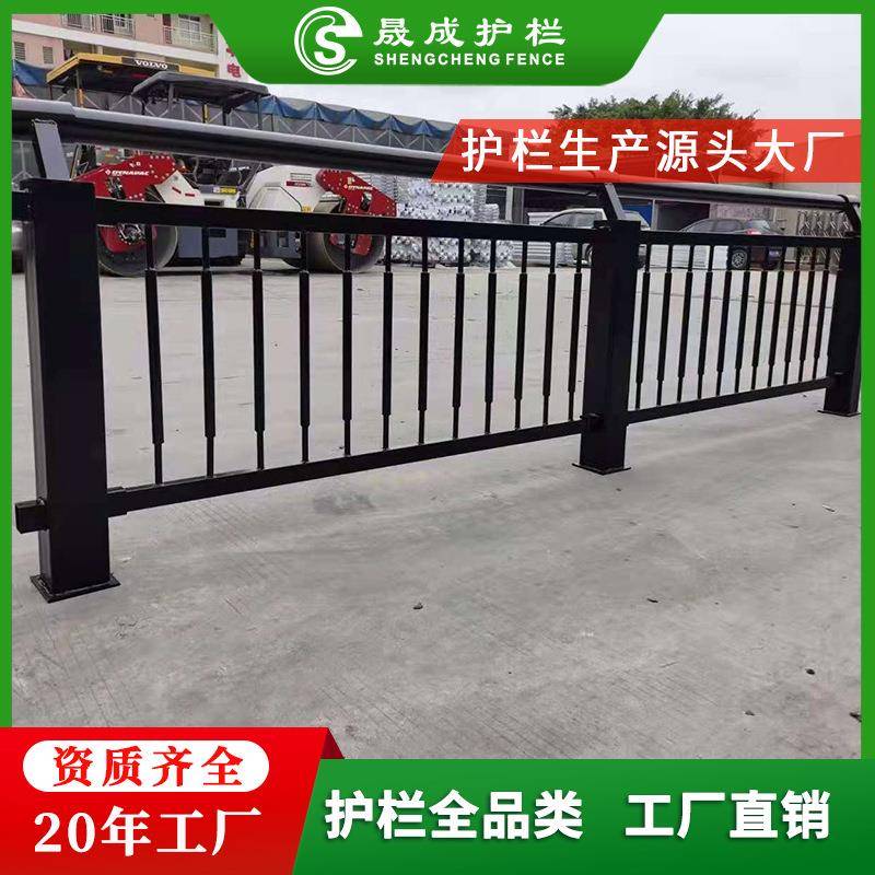 铁艺桥梁河涌护栏双钢板立柱防护栏景观隔离围栏不锈钢立柱栏杆