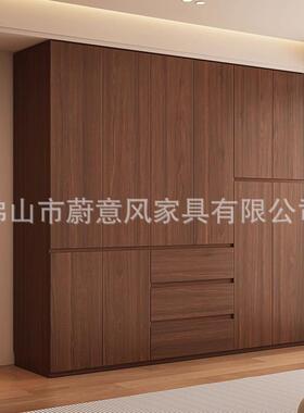 实橡木分拉木段式衣柜胡桃色免手组合柜家用70409主卧经济型收木