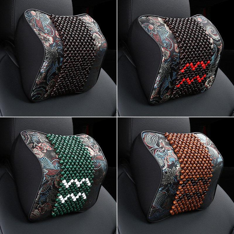 中国风汽车木珠头枕靠枕头护颈枕记忆棉车用车载夏季车内颈椎用品
