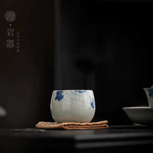 创意手绘牡丹主人杯陶瓷高档个人专用茶杯品茗杯大容量单杯茶道杯