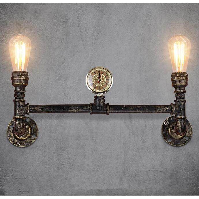 工业风壁灯创意个性过道铁艺水管造型灯复古双头客厅卧室床头室内