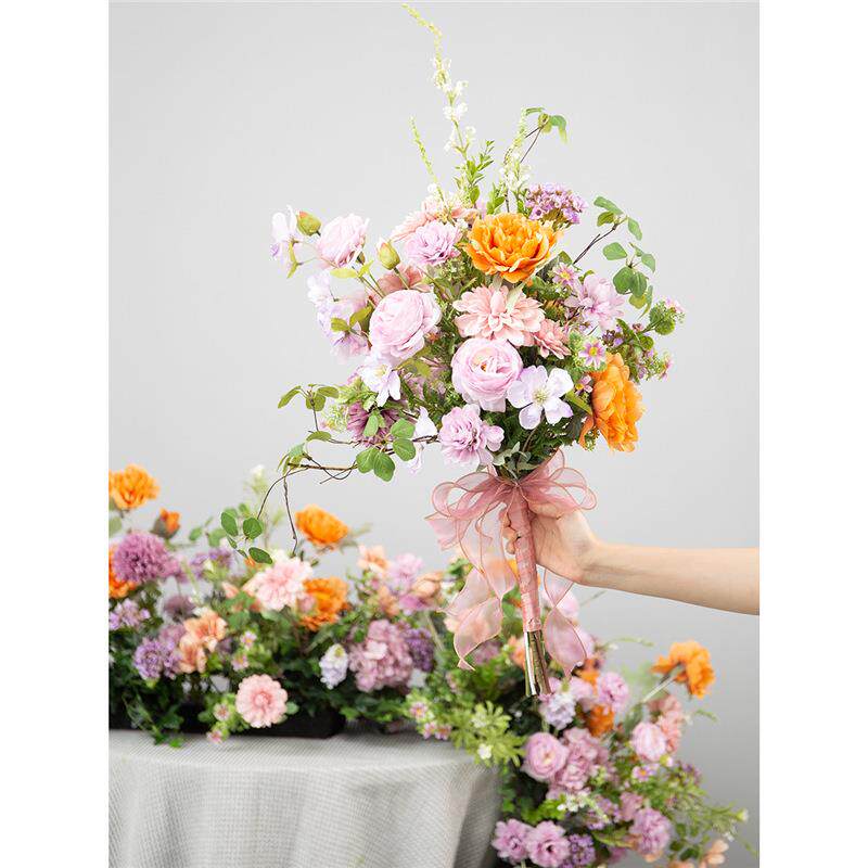 高级真花瓶花束餐桌花装饰花拍照打卡手捧花束客厅花器插花把束