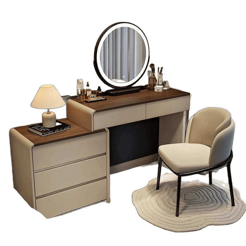 现代简约化妆台带踢脚线胡桃色化妆桌高档卧室实木梳妆台斗柜一体,住宅家具,梳妆台/桌,淘宝优惠券,粉丝福利购,淘宝优惠卷