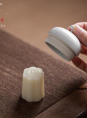 A947浮雕祥云玉石盖置实心盖托陶瓷家用紫砂壶盖子架茶壶茶道配件