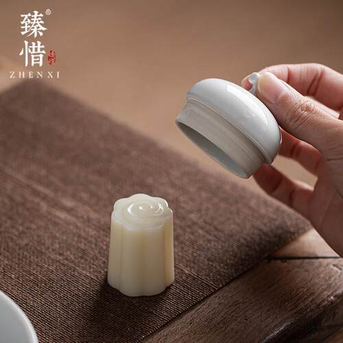 茶壶玉石配件祥云茶道陶瓷托实心盖盖子a947盖置紫砂壶家用浮雕架