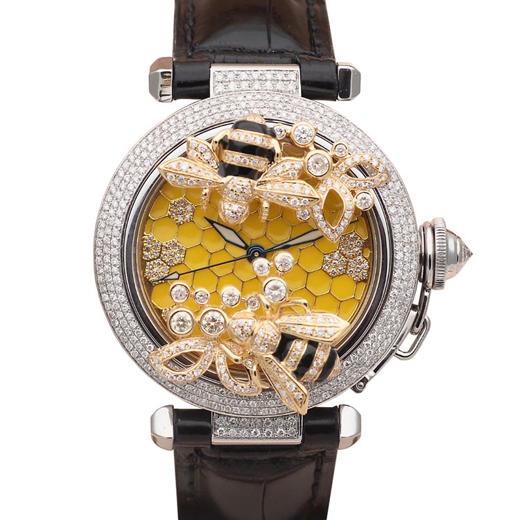 [9.8新]卡地亚帕莎35mm小蜜蜂后镶钻自动机械女表