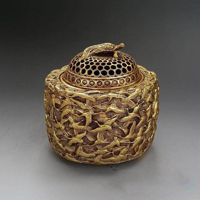 黄铜大号千鹤熏香炉摆件盘香炉古玩铜器仿古黄铜工艺品