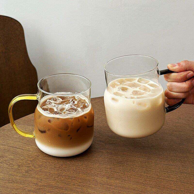 带把手大容量玻璃杯 ins高硼硅耐高温咖啡杯柠檬水杯牛奶饮料杯子