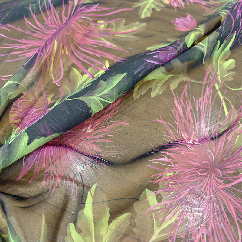 新花型春夏薄棉弹力贡缎布料 棉布各色菊花图案服装手工DIY布料