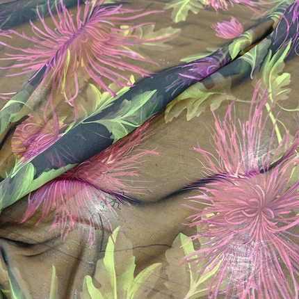 新花型春夏薄棉弹力贡缎布料 棉布各色菊花图案服装手工DIY布料