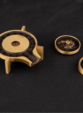 黑色石石RXQ来运转招财进宝古倒流复磨香磨黄铜创意中式古风石摆