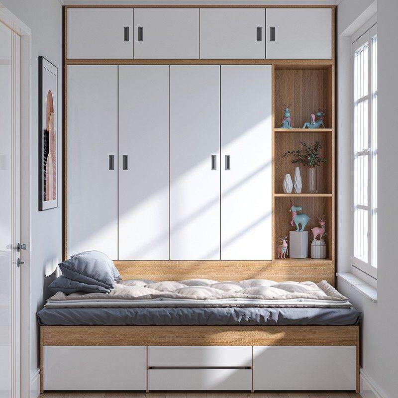 定制榻榻米床加开门衣柜一体小户型高箱抽屉单人收纳床柜书房组合