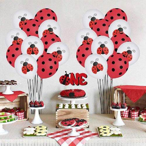 48 Pcs Balloon Ladybug Themed Jungle Baby Shower