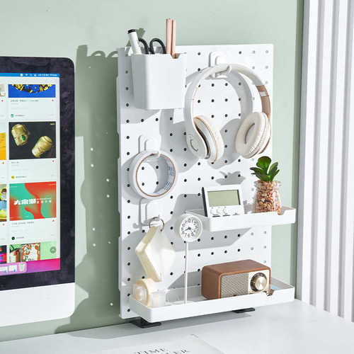 宿舍书桌洞洞板桌面家用学习桌立式收纳隔板免打孔桌上配件置物架