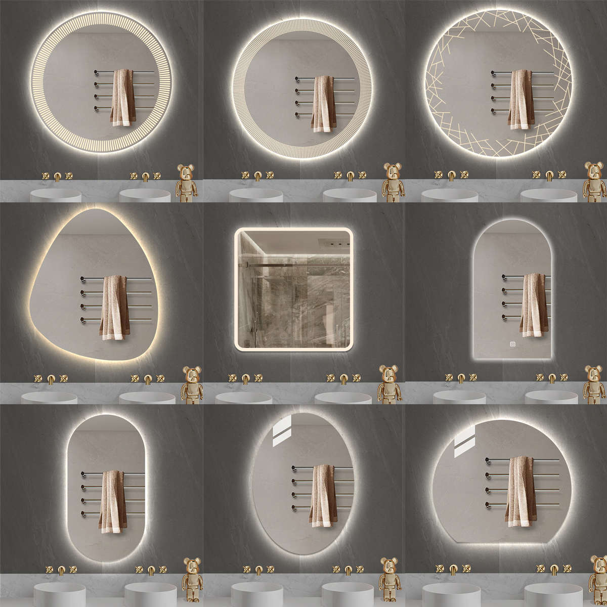 大设计化妆镜镜尺寸酒店多功能卫生间公寓镜子智能浴室