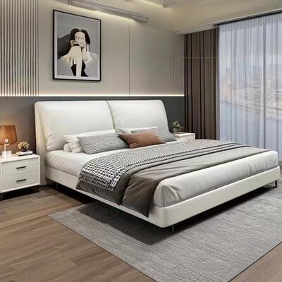 A9L1.8米奶油风耳朵床头软包靠背定做酒店全实木落地单买床头板