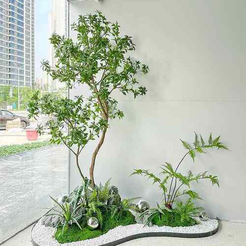 场景布置仿生植物景观马醉木绿植造景室内外大型假树橱窗装饰