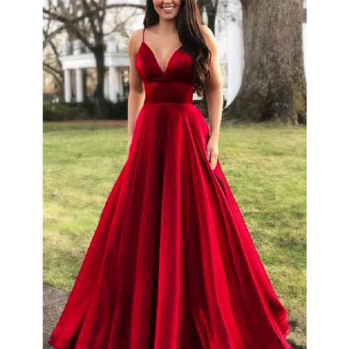 Women's thin satin camisole style large swing dress