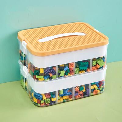 2 Layer Kids Building Blocks Storage Box Adjustable Lego-Com